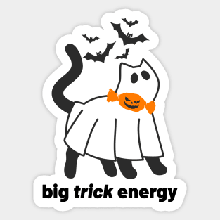 Big Trick Energy Ghost Cat Sticker